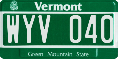 VT license plate WYV040