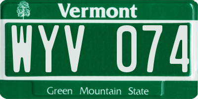 VT license plate WYV074
