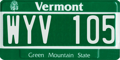 VT license plate WYV105