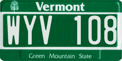 VT license plate WYV108
