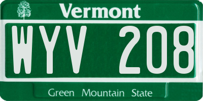 VT license plate WYV208