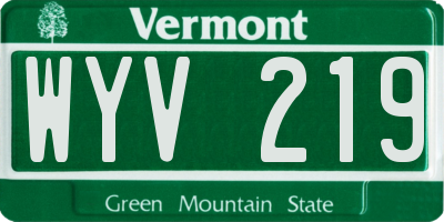 VT license plate WYV219