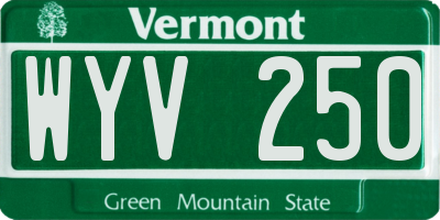VT license plate WYV250