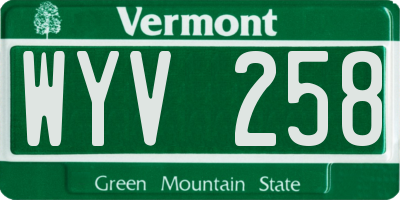 VT license plate WYV258