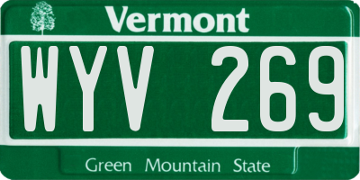 VT license plate WYV269