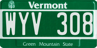 VT license plate WYV308