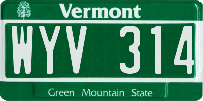 VT license plate WYV314