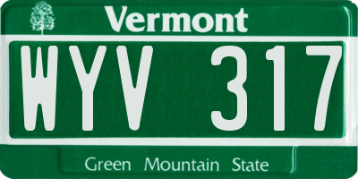 VT license plate WYV317