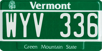 VT license plate WYV336