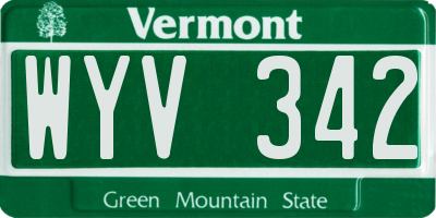 VT license plate WYV342