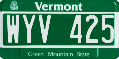 VT license plate WYV425