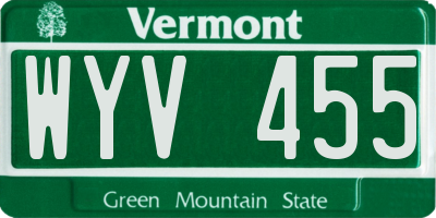 VT license plate WYV455
