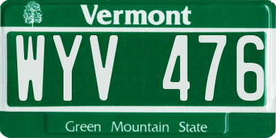 VT license plate WYV476