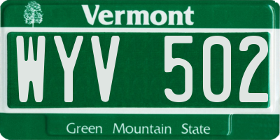 VT license plate WYV502