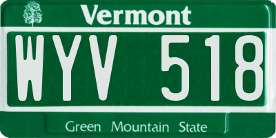 VT license plate WYV518