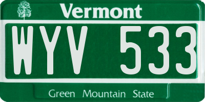 VT license plate WYV533