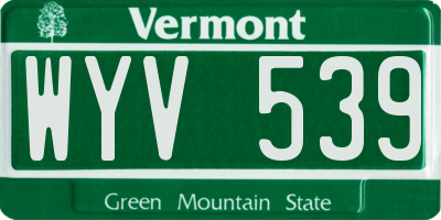 VT license plate WYV539