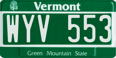 VT license plate WYV553