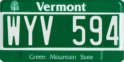VT license plate WYV594