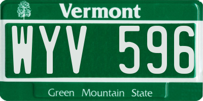 VT license plate WYV596
