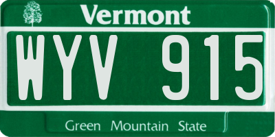 VT license plate WYV915
