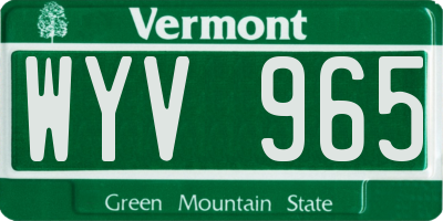VT license plate WYV965