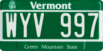 VT license plate WYV997