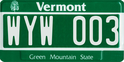 VT license plate WYW003