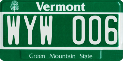 VT license plate WYW006