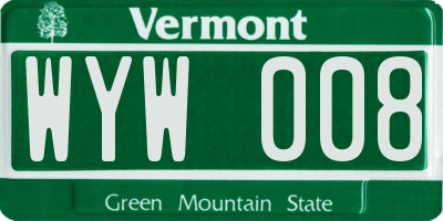 VT license plate WYW008