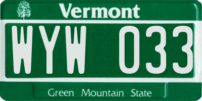 VT license plate WYW033