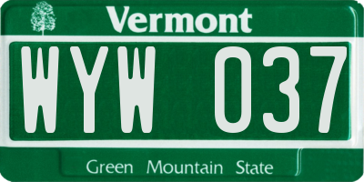 VT license plate WYW037