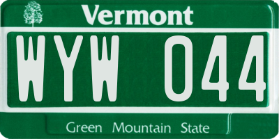 VT license plate WYW044