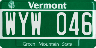VT license plate WYW046