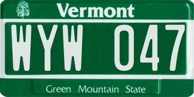 VT license plate WYW047