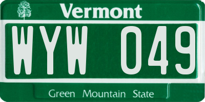 VT license plate WYW049