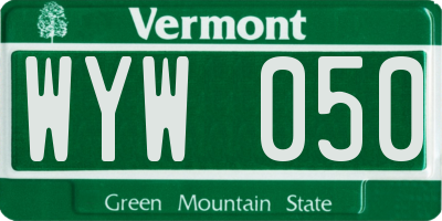 VT license plate WYW050