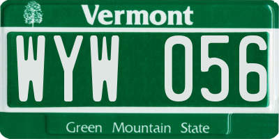 VT license plate WYW056
