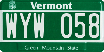 VT license plate WYW058