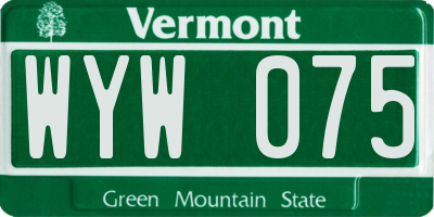 VT license plate WYW075