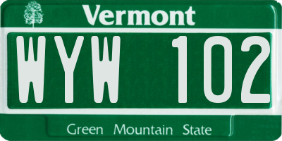 VT license plate WYW102