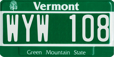 VT license plate WYW108