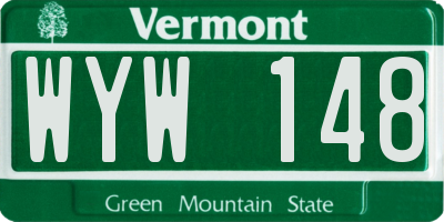 VT license plate WYW148