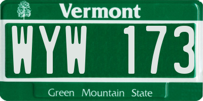 VT license plate WYW173