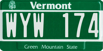 VT license plate WYW174