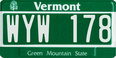 VT license plate WYW178
