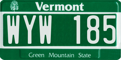 VT license plate WYW185