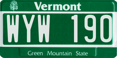 VT license plate WYW190