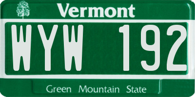 VT license plate WYW192