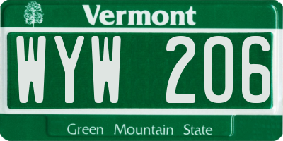 VT license plate WYW206